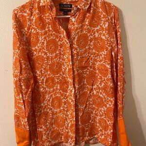 J.Crew Classic Orange Patterned Paisley Button Down Shirt